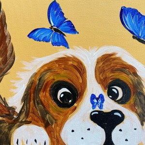 Dog with Butterflies